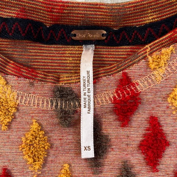 Free People Magic Carpet Multicolored Diamond Pattern Cropped Terry Sweater - Picture 11 of 15